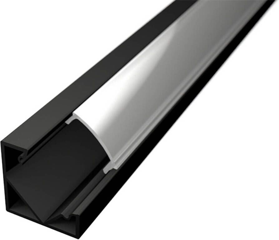 BES LED Strip Profiel Delectro Profi Zwart Aluminium 1 Meter 18.5x18.5mm Hoekprofiel