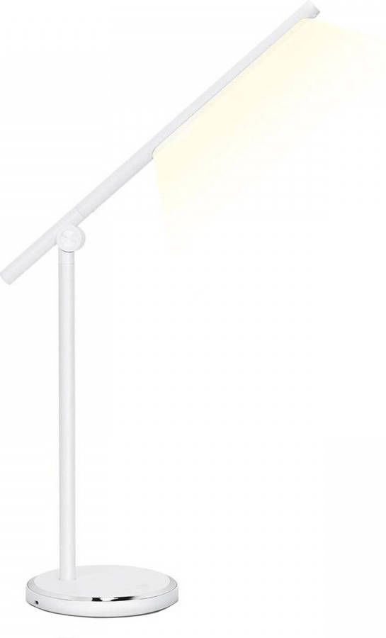 BES LED Bureaulamp Aigi Libo 8W USB Oplaadfunctie Aanpasbare Kleur Dimbaar Rechthoek Mat Wit Aluminium
