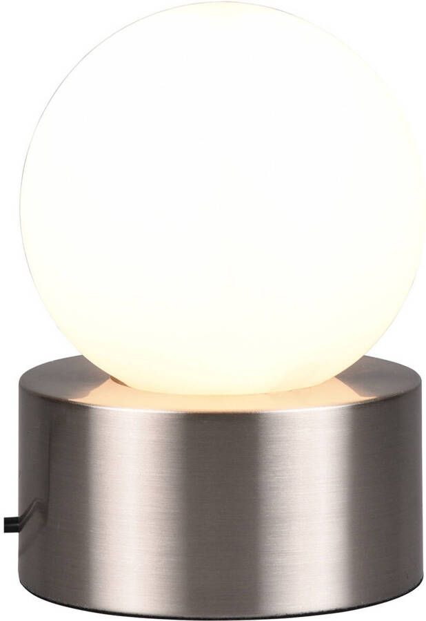 BES LED Tafellamp Tafelverlichting Trion Celda E14 Fitting Rond Mat Nikkel Aluminium