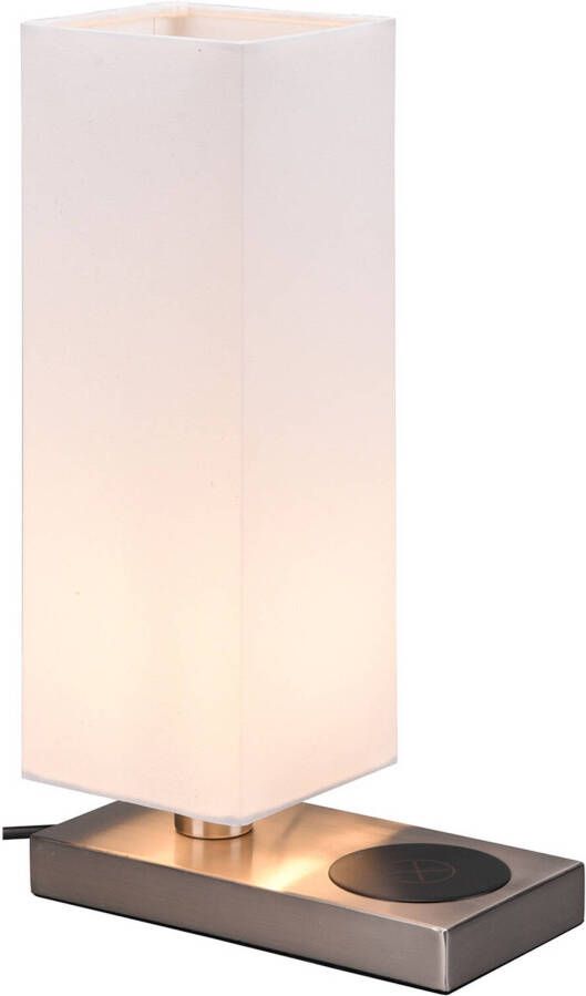 BES LED Tafellamp Tafelverlichting Trion Helsa E14 Fitting Rechthoek Mat Nikkel Aluminium
