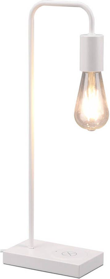 BES LED Tafellamp Tafelverlichting Trion Milaya E27 Fitting Rechthoek Mat Wit Aluminium