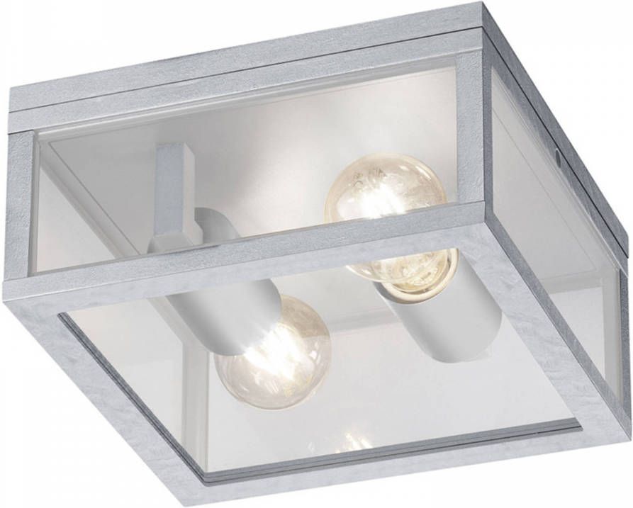 BES LED Tuinverlichting Tuinlamp Plafond Trion Garinola E27 Fitting 2-lichts Mat Grijs Aluminium