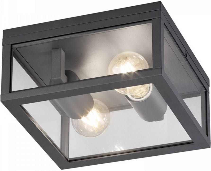 BES LED Tuinverlichting Tuinlamp Plafond Trion Garinola E27 Fitting 2-lichts Mat Antraciet Aluminium