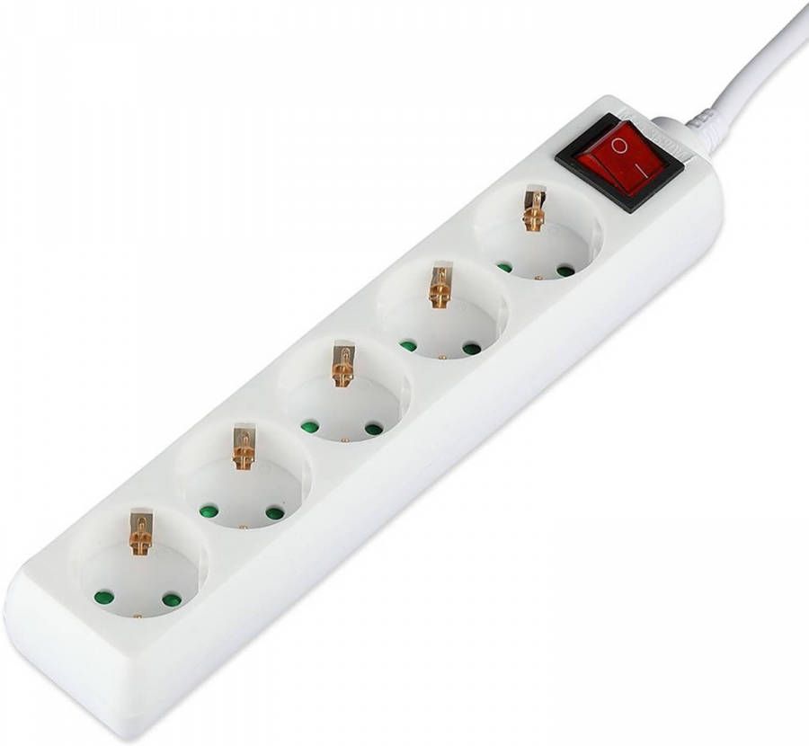 BES LED Stekkerdoos met Schakelaar Verlengsnoer met Schakelaar Viron Serino 3680W 5 Stopcontacten 1.5 Meter Wit