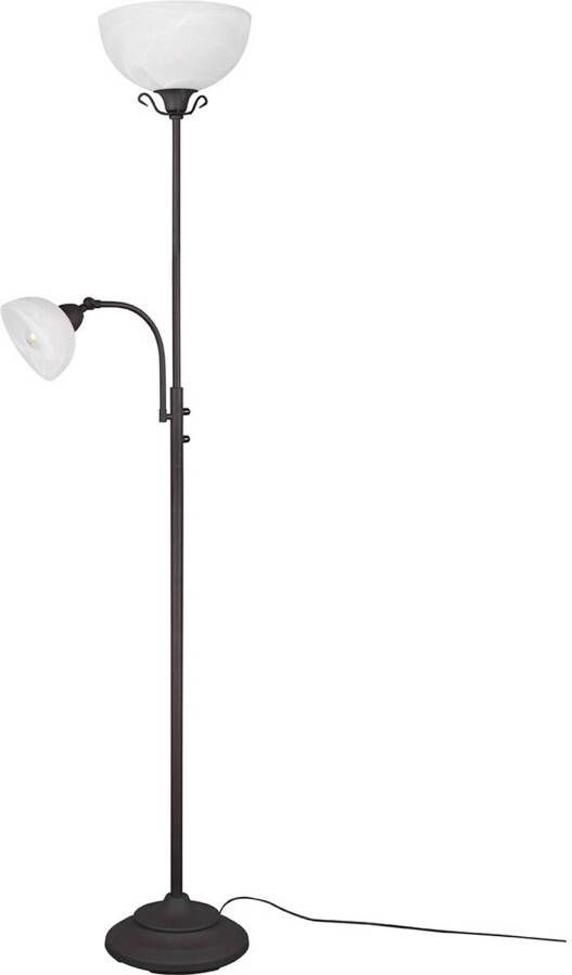 BES LED Vloerlamp Trion City E27 E14 Fitting 2-lichts Rond Roestkleur Metaal