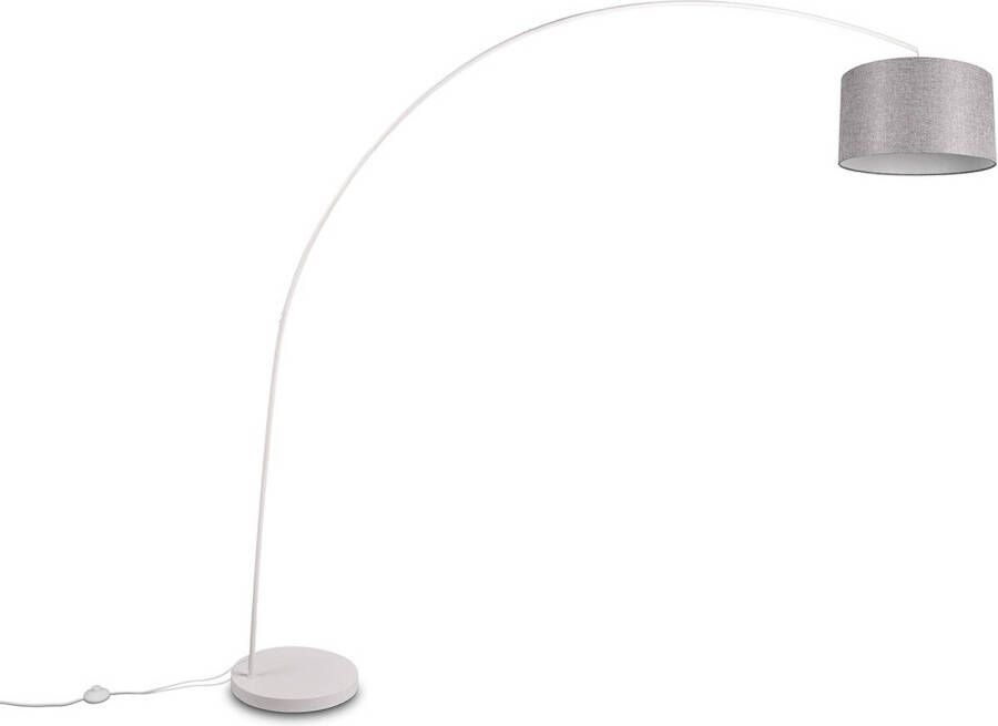 BES LED Vloerlamp Trion Yavas E27 Fitting Voetschakelaar Rond Mat Wit Metaal