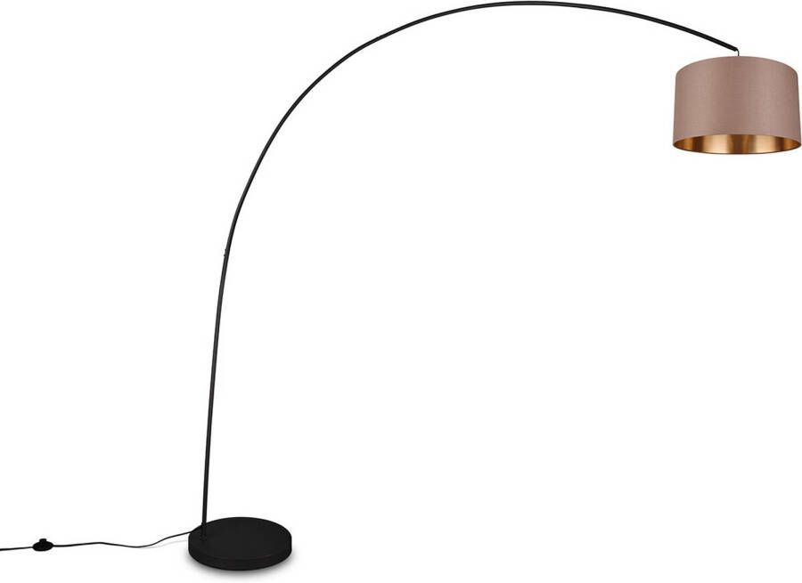 BES LED Vloerlamp Trion Yavas E27 Fitting Voetschakelaar Rond Taupe Metaal