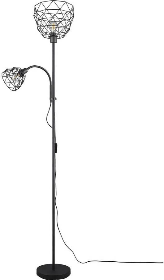 BES LED Vloerlamp Vloerverlichting Trion Hala E27 Fitting Rond Mat Zwart Metaal