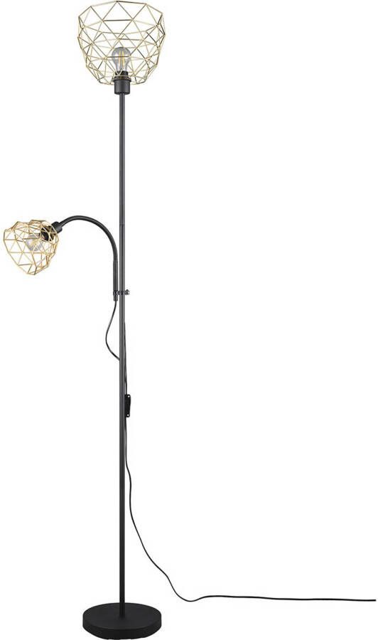 BES LED Vloerlamp Vloerverlichting Trion Hala E27 Fitting Rond Zwart Goud Metaal