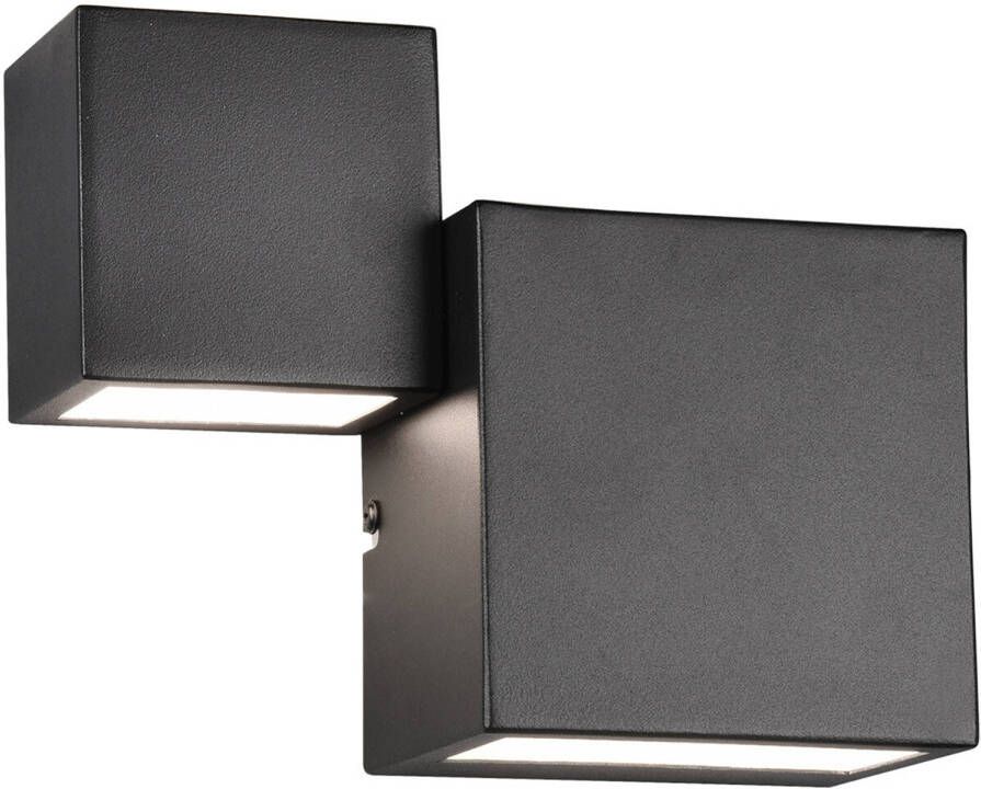 BES LED Wandlamp Wandverlichting Trion Migela 12W Warm Wit 3000K Dimbaar Vierkant Mat Zwart Aluminium