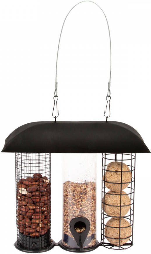 Best for Birds Metalen Drie-in-een Voedersilo Zwart 24 Cm Vogelvoederhuisjes