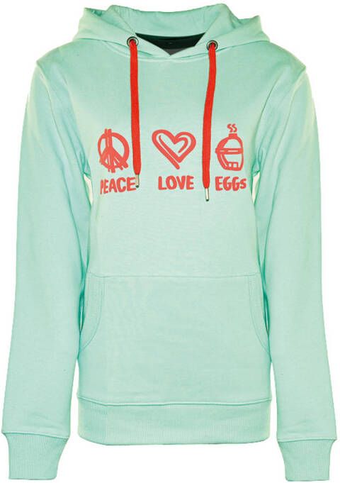 Big Green Egg Sweater Dames Medium Peace Love EGGs Hoodie Kaptrui