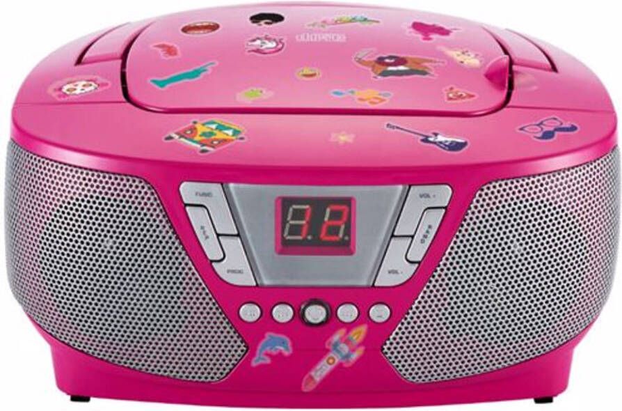 BigBen CD60RSSTICK draagbare radio CD speler met stickers roze