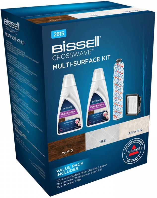 Bissell MultiSurface CLEANING PACK Borstelrol + Filter + Reinigingsmiddel voor CrossWave 2x1L