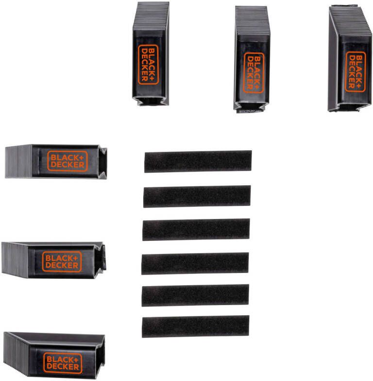 BLACK+DECKER Bagagesteun Set van 6 Stuks Kofferbak Organizer Bagageklemmen Kunststof Zwart