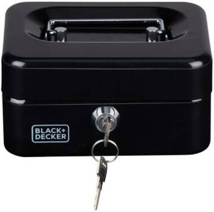 BLACK+DECKER Black & Decker Geldkistje met 2 sleutels zwart staal 15 x 12 x 8 cm inbraakbeveiliging Geldkistjes