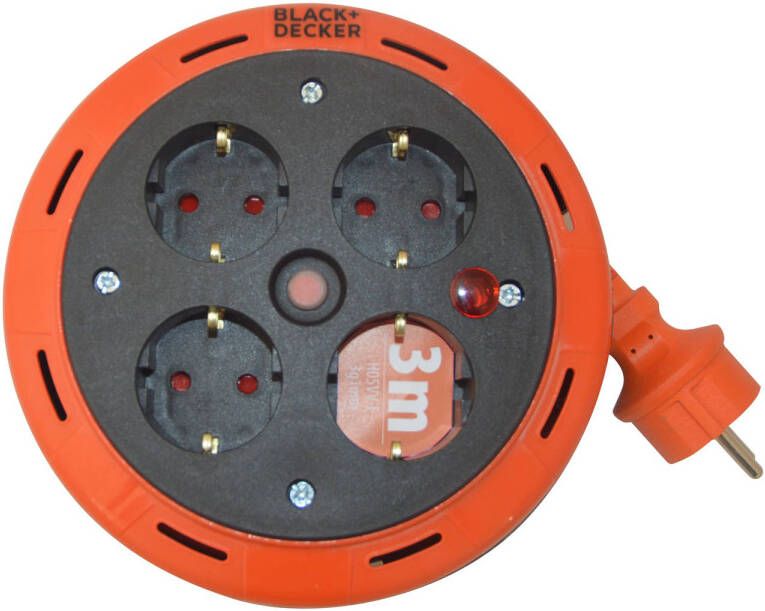 BLACK+DECKER Kabelhaspel compact 3M IP20 4 stopcontacten