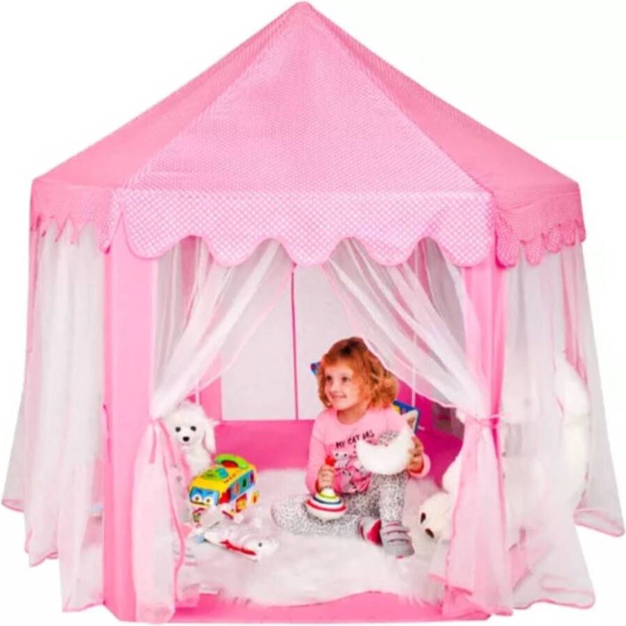 Bobbel Home Speeltent voor Kinderen Speelhuisje Prinsessen kasteel -Met Bodem 135x135x140cm Roze