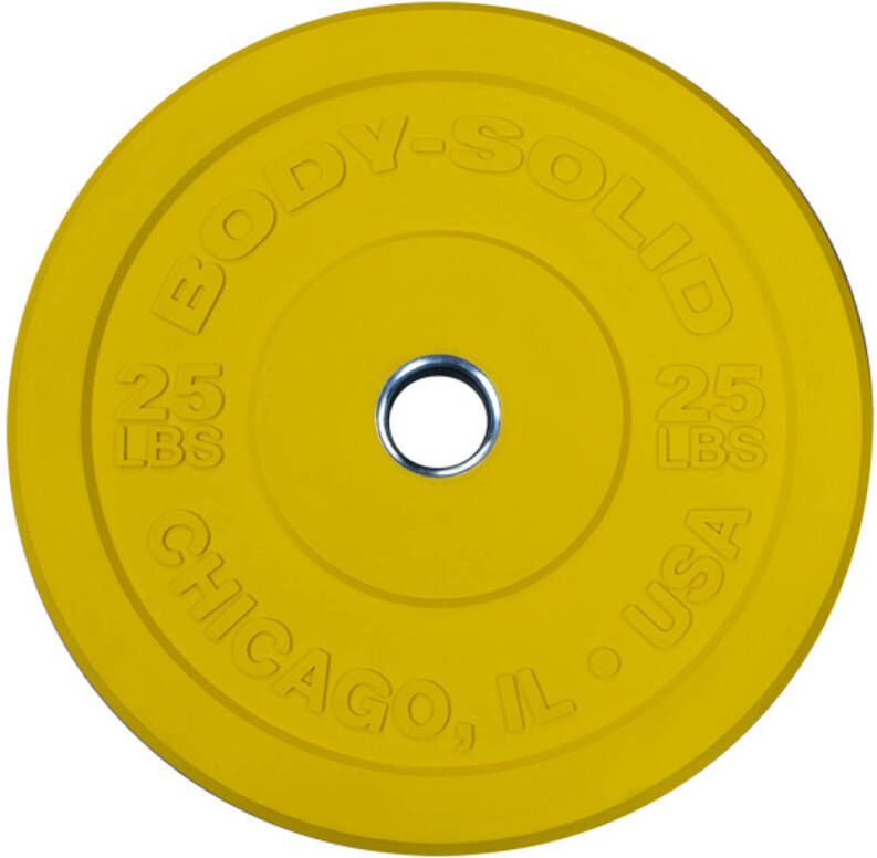 Body-Solid Chicago Extreme Gekleurde Olympische Bumper Plates OBPXCK 15 kg Geel