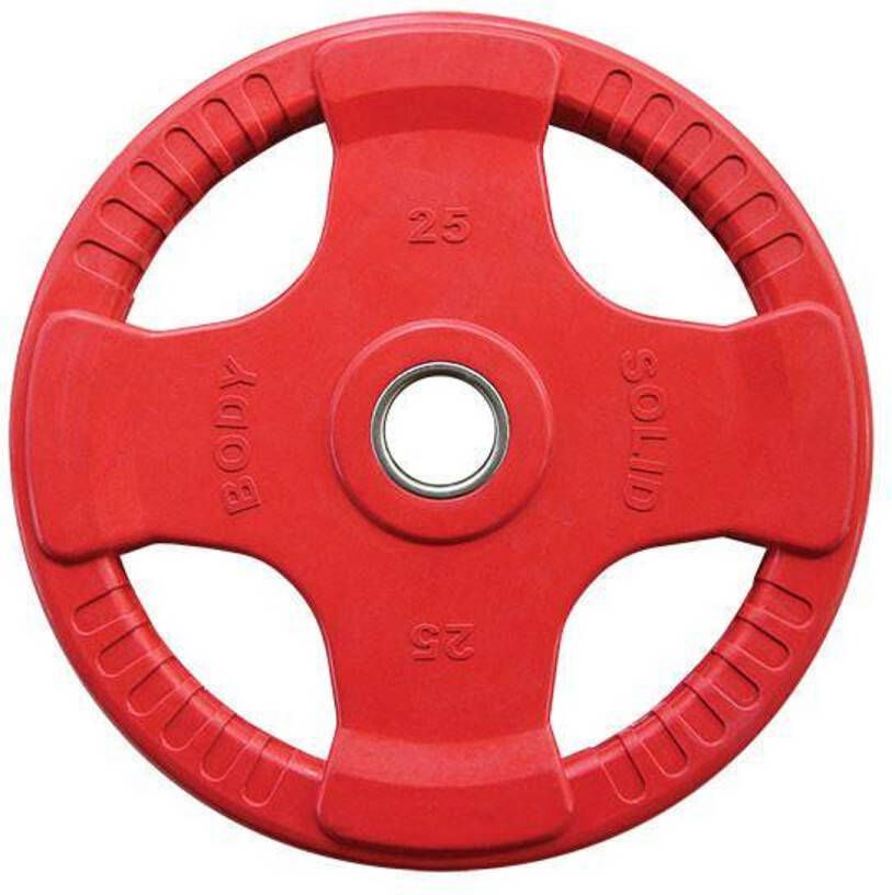 Body-Solid Gekleurde Rubberen Olympische Halterschijven 50 mm ORCK per stuk 25 kg Rood