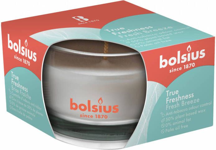 Bolsius Geurkaars True Freshness Fresh Breeze 8 cm Glas Decoratie Sfeer Kaars.