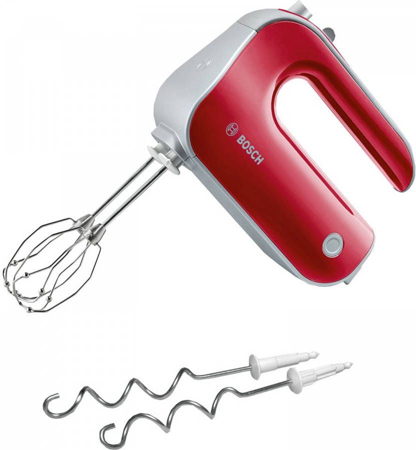 BOSCH Handmixer Styline Colour MFQ40303 5 standen plus turbofunctie 2 roergardes 2 edelstalen deeghaken rood zilver