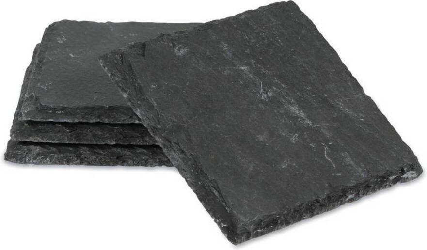 Boska Onderzetters Leisteen Set van 4 Bordjes Zwart 10x10 cm