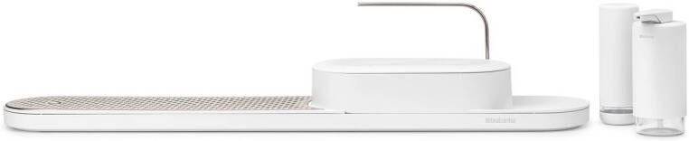 Brabantia SinkStyle Organiser Set 4-delig (organiser met afdruipbak zeep- en afwasmiddeldispenser) Mineral Fresh White