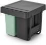 Brabantia Sort & Go Inbouw Prullenbak 10 + 10 + 20 liter Jade Green en Dark Grey - Thumbnail 1