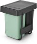 Brabantia Sort & Go Inbouw Prullenbak 2 x 15 liter Jade Green en Dark Grey - Thumbnail 1