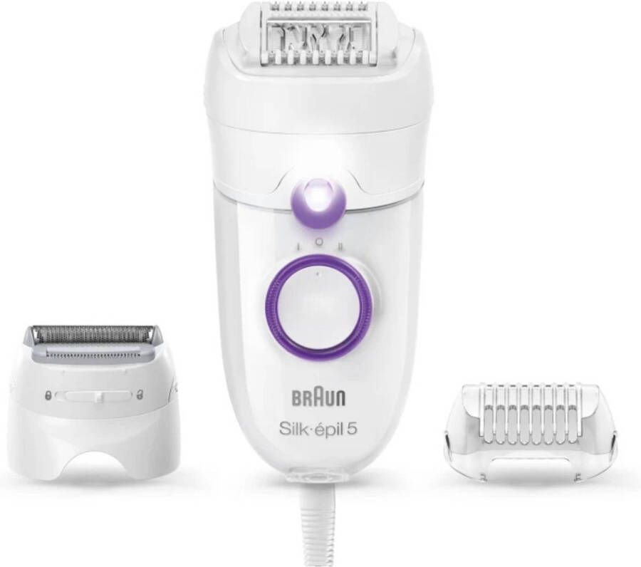 Braun Silk-épil 5-625 Epilator 3 in 1 Inclusief 2 Extra&apos;s & Scheerkop Voor Zachte Ontharing Wit Paars