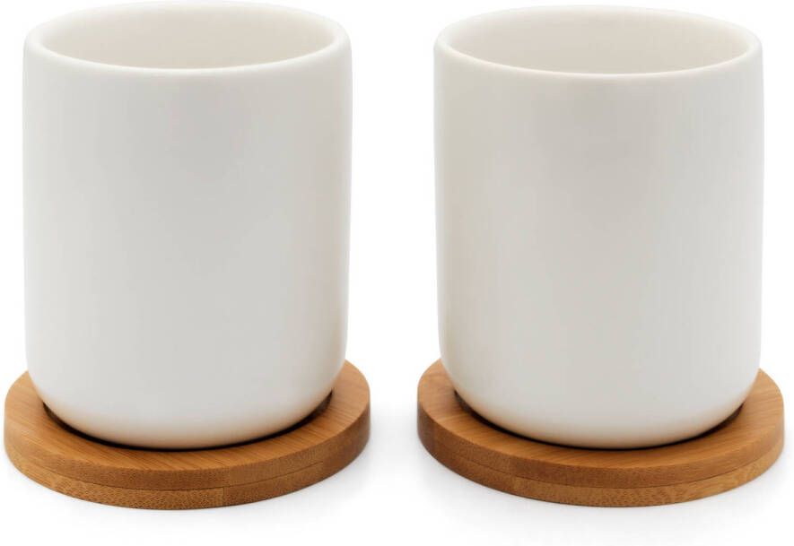Bredemeijer theemok umea 200ml wit en onderzetter set 2