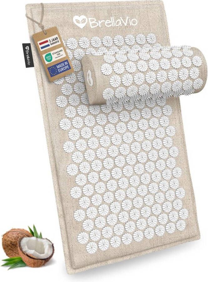 BrellaVio Eco Spijkermat Set met Spijkerkussen ECO 74x44 cm Acupressuur Mat Spijkerbed Shakti Mat