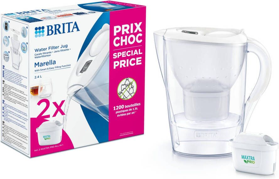 Brita Marbella Wit + 2 MxPro 1051133 | Waterfilterkannen | 4006387124373