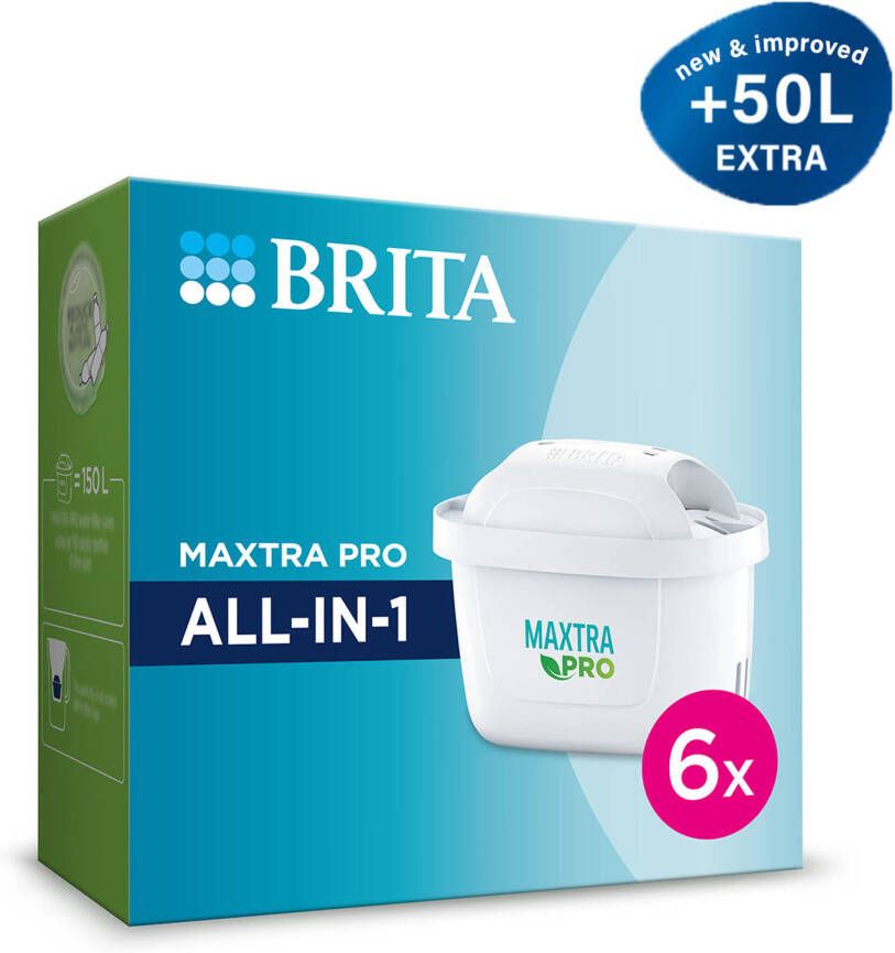 BRITA filterpatronen Waterfilterpatronen MAXTRA PRO ALL-IN-1 6-Pack NEW! +50L extra Voordeelverpakking