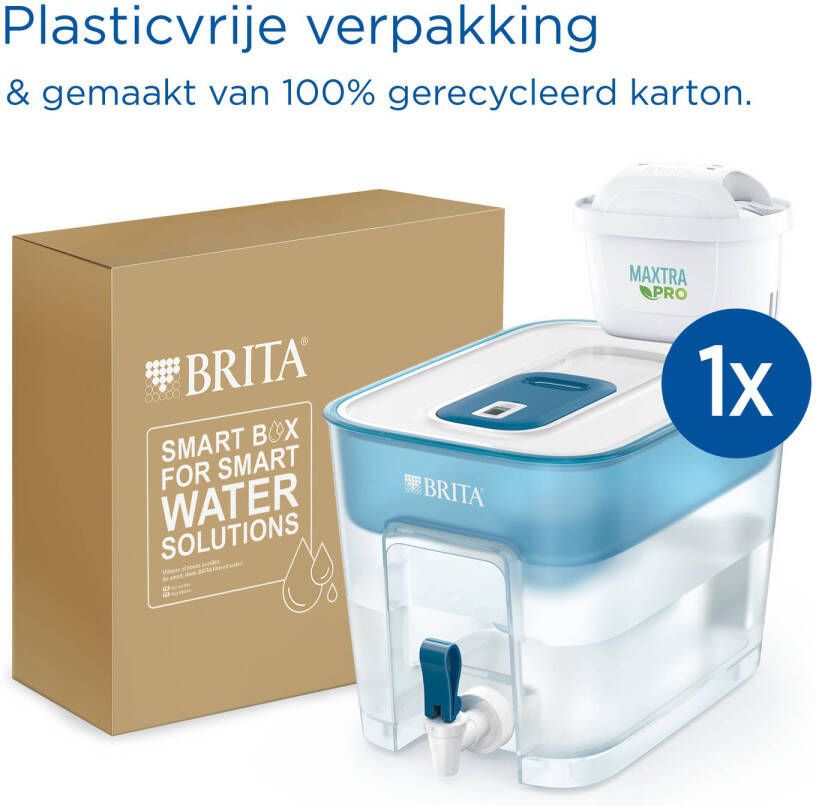 BRITA Flow Waterdispenser 8 2L Lichtblauw Inclusief 1 MAXTRA PRO Waterfilter BPA-vrij Duurzaam verpakt