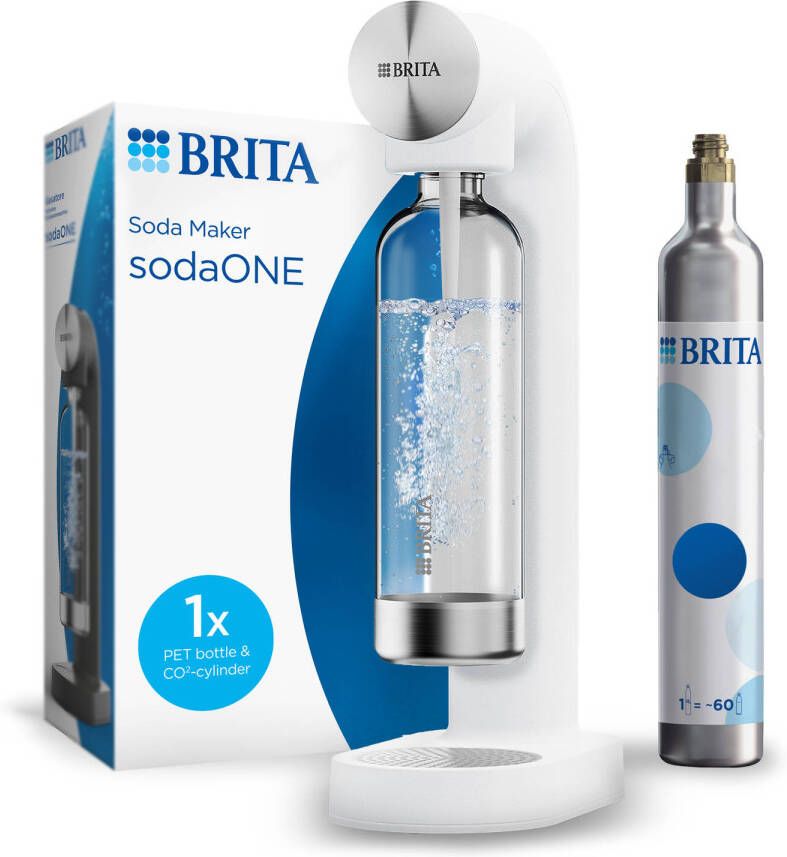 BRITA SodaONE Bruiswatertoestel Wit met 1 CO2-cilinder en 1 Soda fles