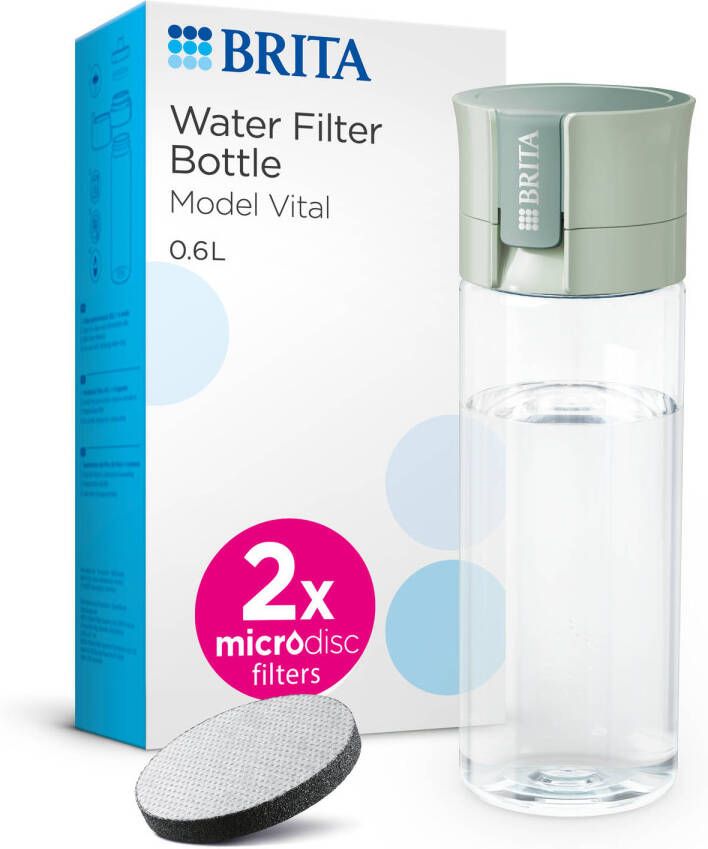 BRITA VITAL Drinkfles Lichtgroen 0 6L met 2 MicroDisc Filters BPA-vrij