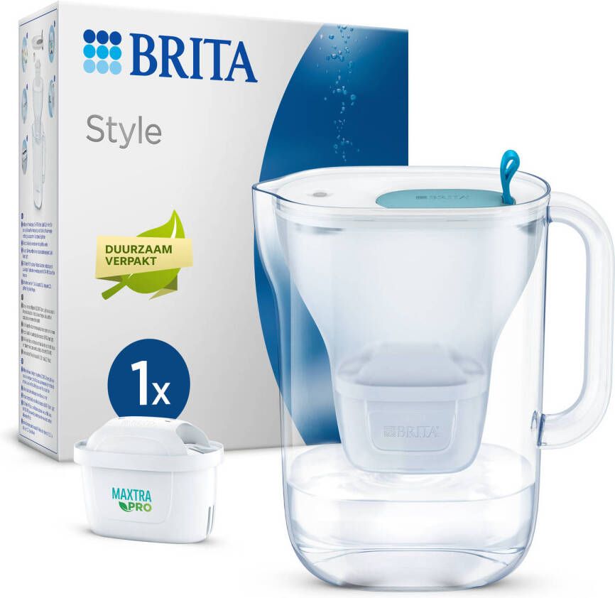 BRITA Style Waterfilterkan Blauw 2.4L met 1 MAXTRA PRO AIO Filter Duurzaam verpakt