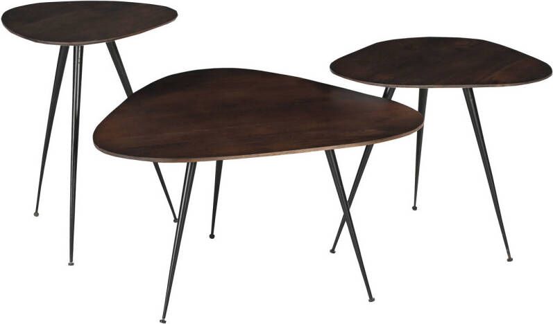 Brix Salontafel Loua Mangohout Set van 3 stuks Bruin Organisch