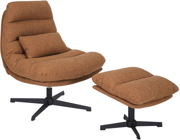 Bronx71 Draaifauteuil met hocker Cristo linnen koper.