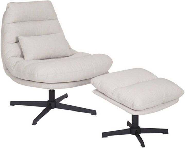 Bronx71 Draaifauteuil met hocker Cristo linnen off white.