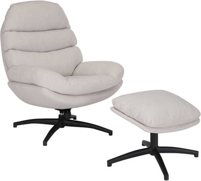 Bronx71 Draaifauteuil met hocker Palma linnen off white.