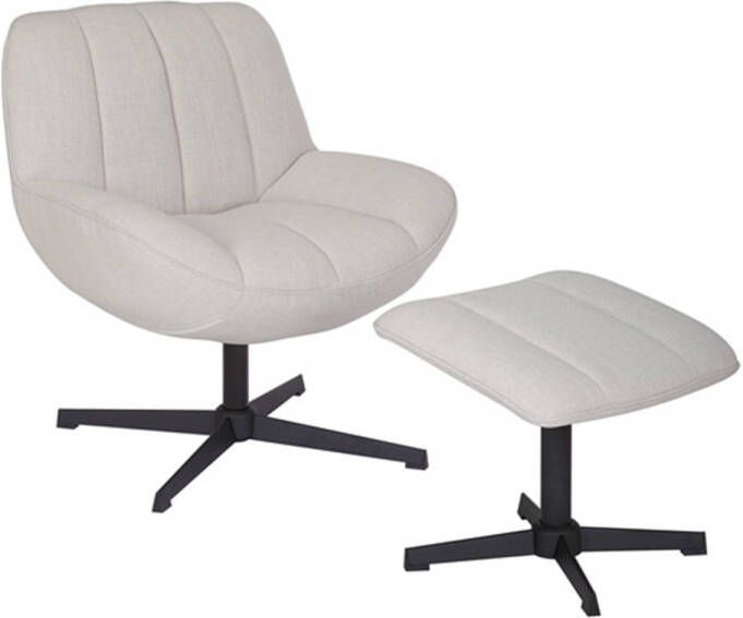 Bronx71 Draaifauteuil met hocker Santa linnen off white.