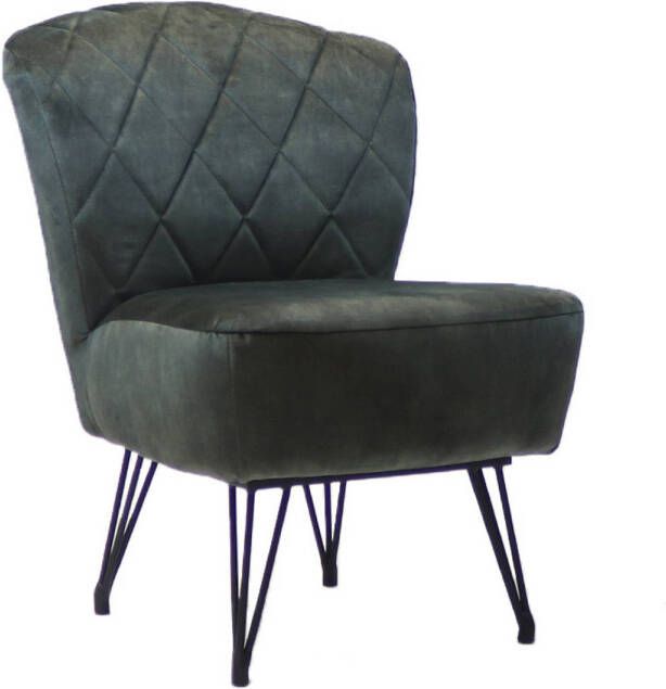 Bronx71 ® Fauteuil velvet Else donkergroen Zetel 1 persoons Relaxstoel Fauteuil groen Velours Fluweel stof