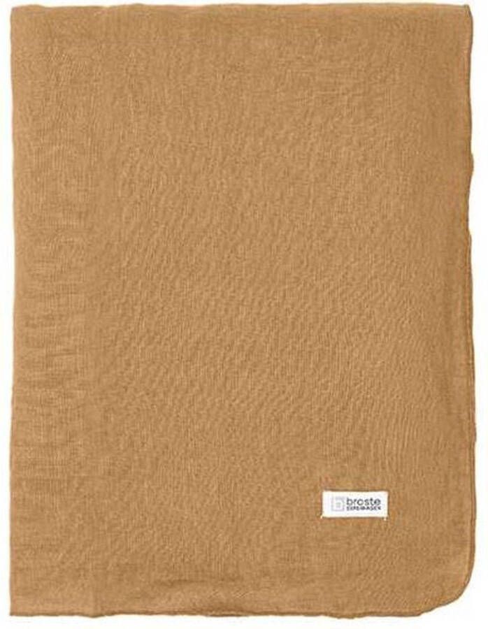 Broste Copenhagen Linnen tafelkleed &apos;Gracie&apos; Indian Tan 160x200cm