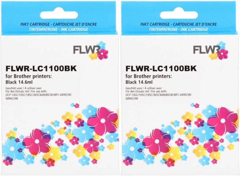 Brother FLWR LC-1100BK 2-pack zwart cartridge