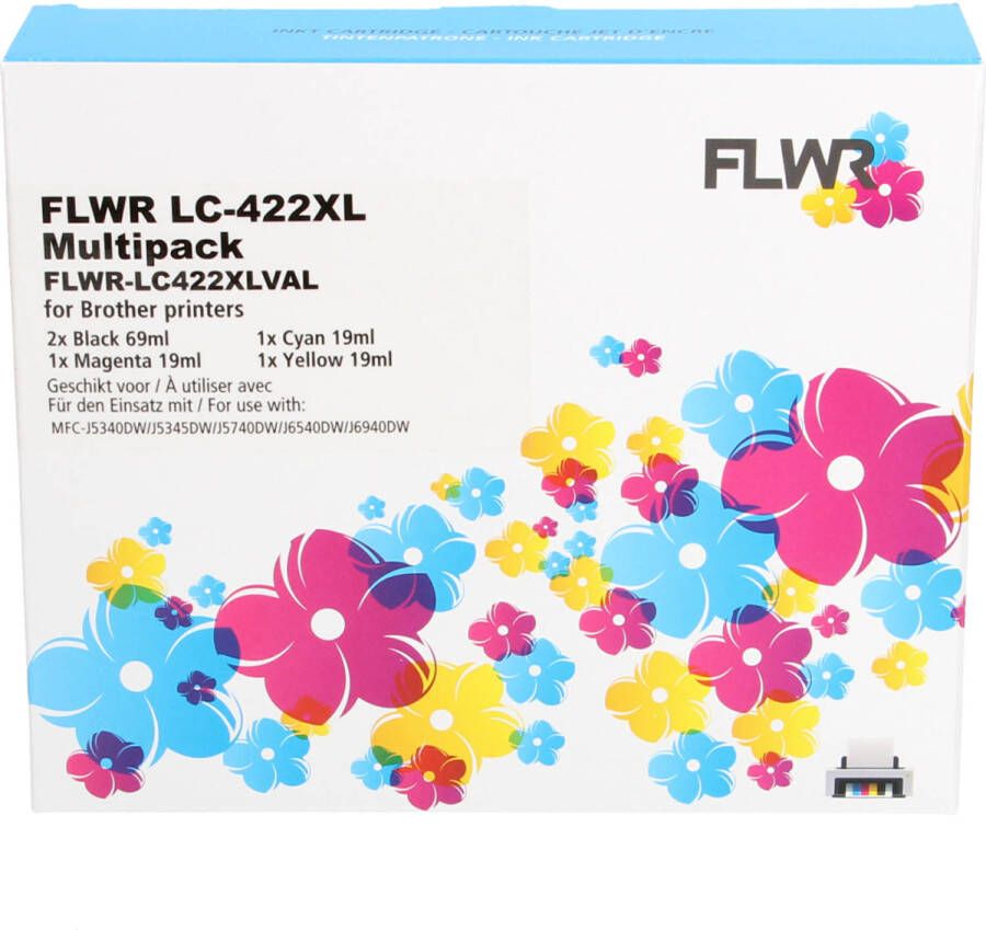 Brother FLWR LC-422XL Multipack zwart en kleur cartridge