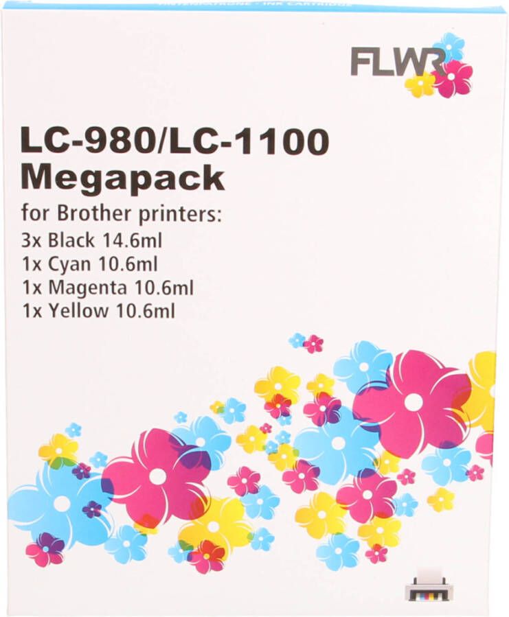 Brother FLWR LC980 1100 Megapack zwart en kleur cartridge