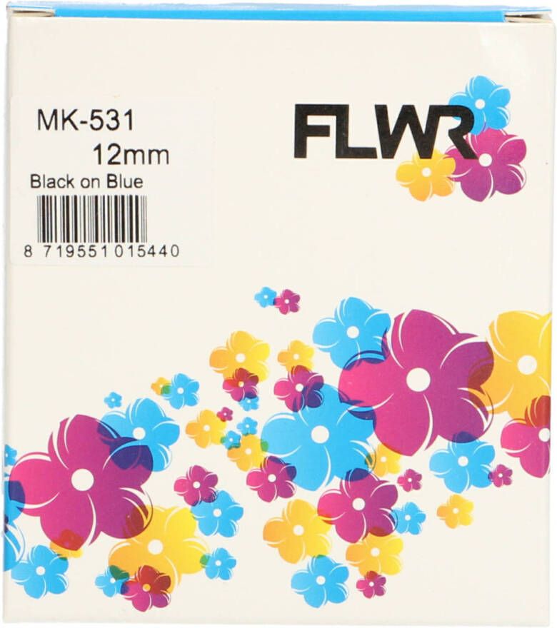 Brother FLWR MK-531 zwart op blauw breedte 12 mm labels